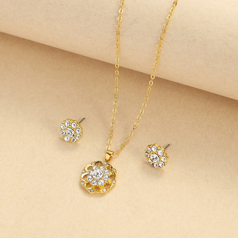Prekogranični set cvjetnih cirkonskih naušnica, niša, svjetlo, luksuz, nova ogrlica s privjeskom, ženski dizajn, temperament, veleprodaja nakita oko vrata