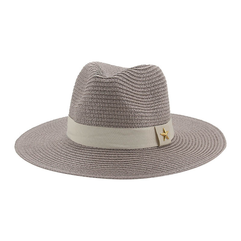 Tavaszi-nyári monokróm papír szalmakalap, elegáns egyszerű napernyő, napvédő, széles karimájú, nyári univerzális strandkalap, cilinder