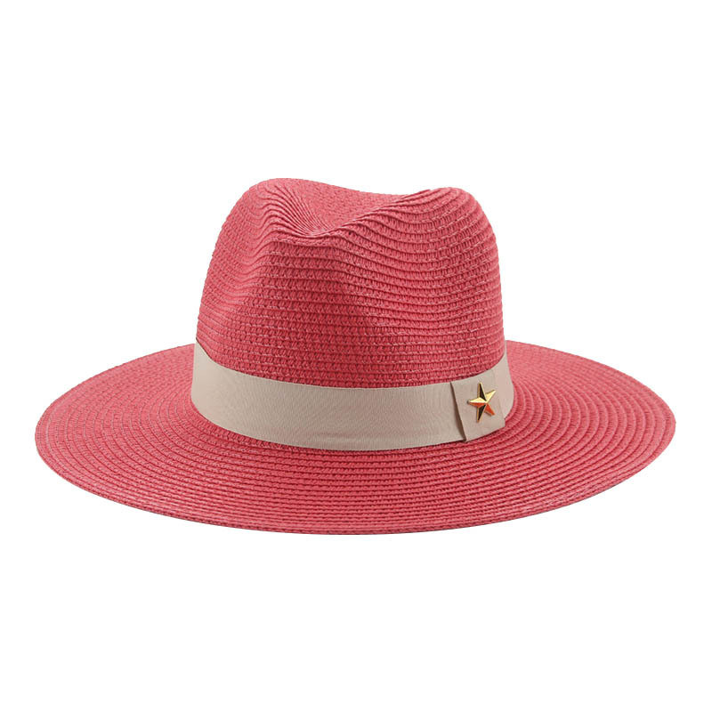 Tavaszi-nyári monokróm papír szalmakalap, elegáns egyszerű napernyő, napvédő, széles karimájú, nyári univerzális strandkalap, cilinder