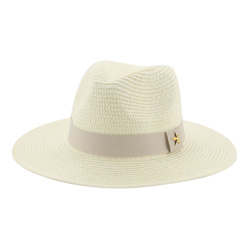 Tavaszi-nyári monokróm papír szalmakalap, elegáns egyszerű napernyő, napvédő, széles karimájú, nyári univerzális strandkalap, cilinder