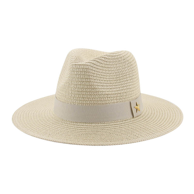 Tavaszi-nyári monokróm papír szalmakalap, elegáns egyszerű napernyő, napvédő, széles karimájú, nyári univerzális strandkalap, cilinder