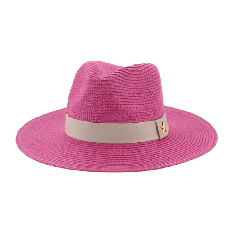 Tavaszi-nyári monokróm papír szalmakalap, elegáns egyszerű napernyő, napvédő, széles karimájú, nyári univerzális strandkalap, cilinder