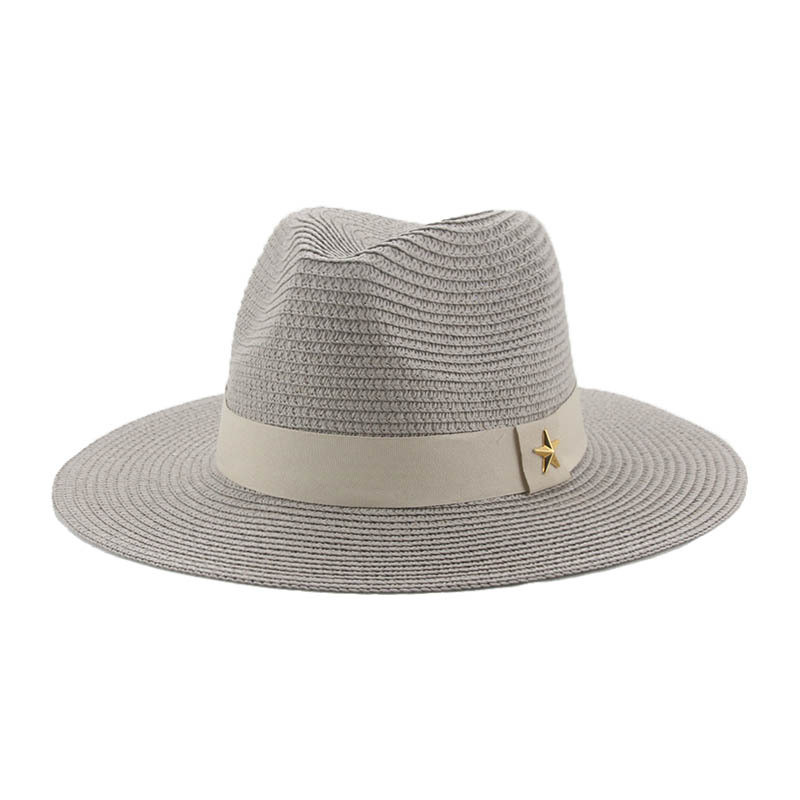 Tavaszi-nyári monokróm papír szalmakalap, elegáns egyszerű napernyő, napvédő, széles karimájú, nyári univerzális strandkalap, cilinder