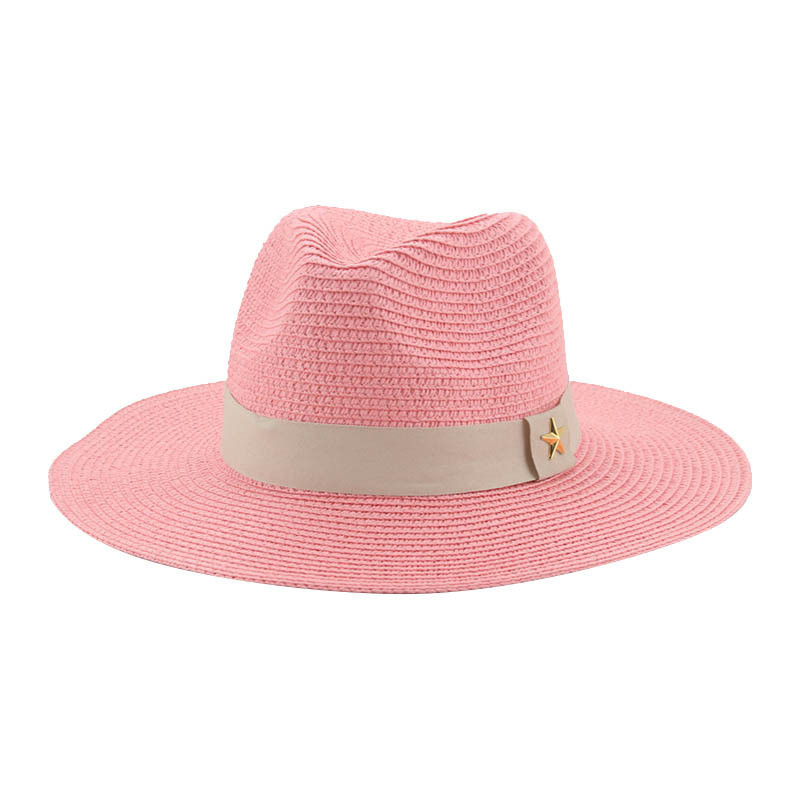 Tavaszi-nyári monokróm papír szalmakalap, elegáns egyszerű napernyő, napvédő, széles karimájú, nyári univerzális strandkalap, cilinder