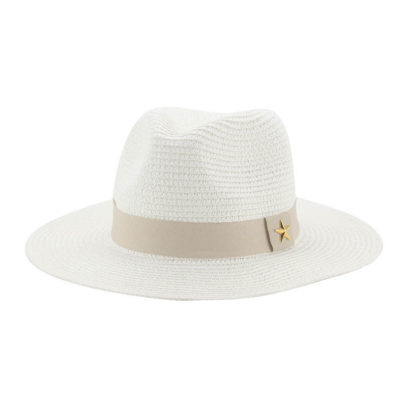 Tavaszi-nyári monokróm papír szalmakalap, elegáns egyszerű napernyő, napvédő, széles karimájú, nyári univerzális strandkalap, cilinder
