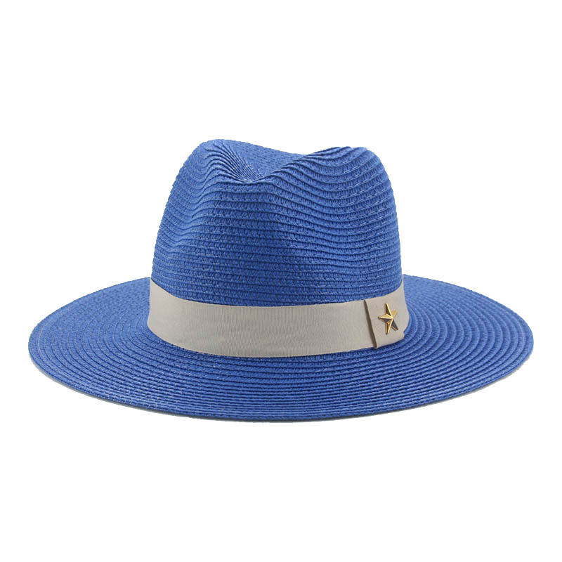 Tavaszi-nyári monokróm papír szalmakalap, elegáns egyszerű napernyő, napvédő, széles karimájú, nyári univerzális strandkalap, cilinder