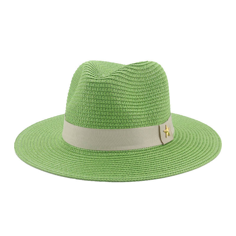 Tavaszi-nyári monokróm papír szalmakalap, elegáns egyszerű napernyő, napvédő, széles karimájú, nyári univerzális strandkalap, cilinder
