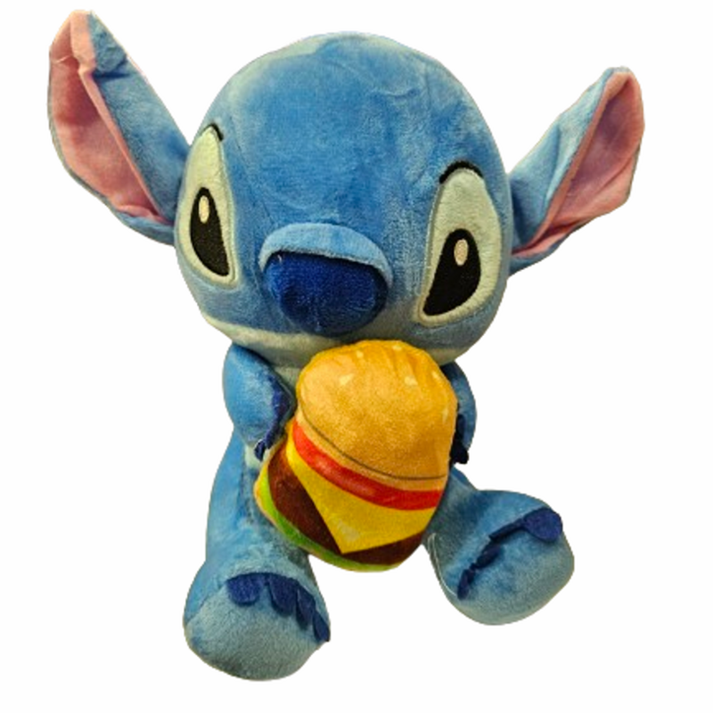 Играчка Stitch, С бургер, Плюшено, Син, 24 см