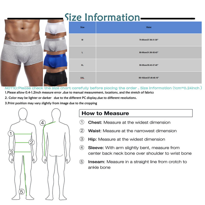 JOCKMAIL Muške pamučne bokserice Rastezljivo donje rublje Gaćice niskog struka Prozračne mekane gaćice Modne kratke hlače za fitnes Sport