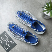 Nyári Férfi Szandál Női Papucs Szövés Dizájn Strandszandál Lélegző Alkalmi Lapos Szandál Kültéri Párok Szandálok 48-as méret