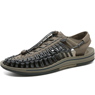 Nyári Férfi Szandál Női Papucs Szövés Dizájn Strandszandál Lélegző Alkalmi Lapos Szandál Kültéri Párok Szandálok 48-as méret