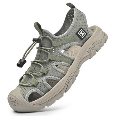 Ръчно изработени сандали Мъжки дишащи летни обувки Мъжки мъжки сандали на открито Антихлъзгащи плажни сандали Кухи обувки Избягване на сблъсък