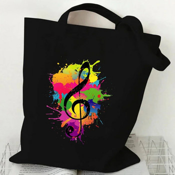 Music Note Heartbeat Music Note Εκτυπωμένη πάνινη τσάντα Τσάντα ώμου Πτυσσόμενη τσάντα Τσάντα αγορών Τσάντα αγορών Cross Border