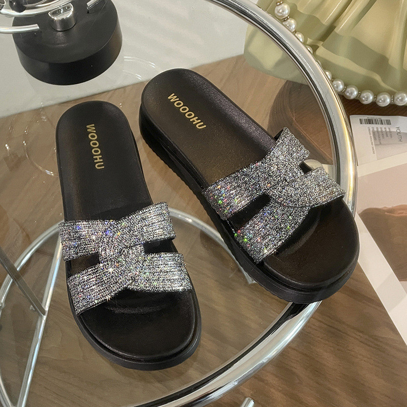 Дамски чехли с дебела подметка в приказен стил Gao Meilun, лятно връхно облекло, модерна тенденция, нарастваща интернет знаменитост, популярни сандали на платформа