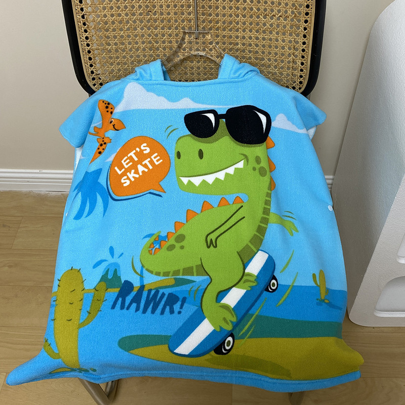 Директни продажби на фабрика, детска кърпа за баня, наметало, детски халат с качулка, анимационен печат, носима кърпа за баня на едро