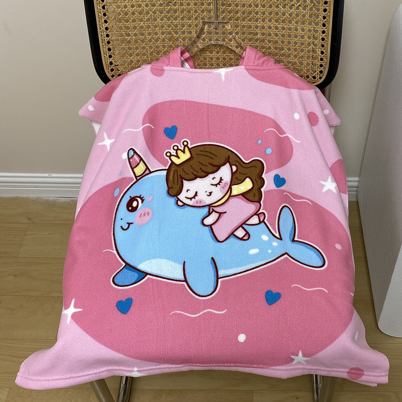 Директни продажби на фабрика, детска кърпа за баня, наметало, детски халат с качулка, анимационен печат, носима кърпа за баня на едро