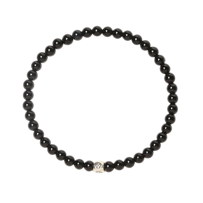 925 tajlandska srebrna narukvica od opsidijana i ahata od plavog pijeska za muškarce i žene, jednostavna i univerzalna, dar za djevojku