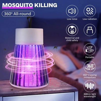 Lampă pentru ucigaș de țânțari cu șoc electric, 1 buc. Dispozitiv de eliminare a insectelor două-în-unul, pentru uz exterior în dormitor - ucide moliile, viespii, mușchii, mai mult!