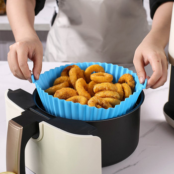 1 τεμ. Ταψί ψησίματος σιλικόνης Air Fryer Στρογγυλός αναδιπλούμενος Τροφίμων ποιότητας υψηλής θερμοκρασίας Χαλάκι φούρνου