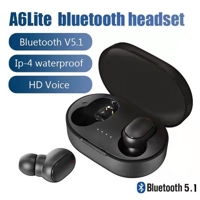 Eredeti A6S TWS Headset Vezeték nélküli fülhallgató Bluetooth fejhallgató Sport Stereo Fone Bluetooth fülhallgató Xiaomi Huawei iPhone-hoz