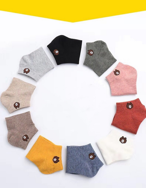 10 Ζεύγη Γυναικείες κάλτσες χαμηλού σωλήνα σετ χαριτωμένο μοτίβο αρκούδας μόδας αναπνεύσιμες για γυναικείες άνετες κάλτσες σε καθημερινό στυλ