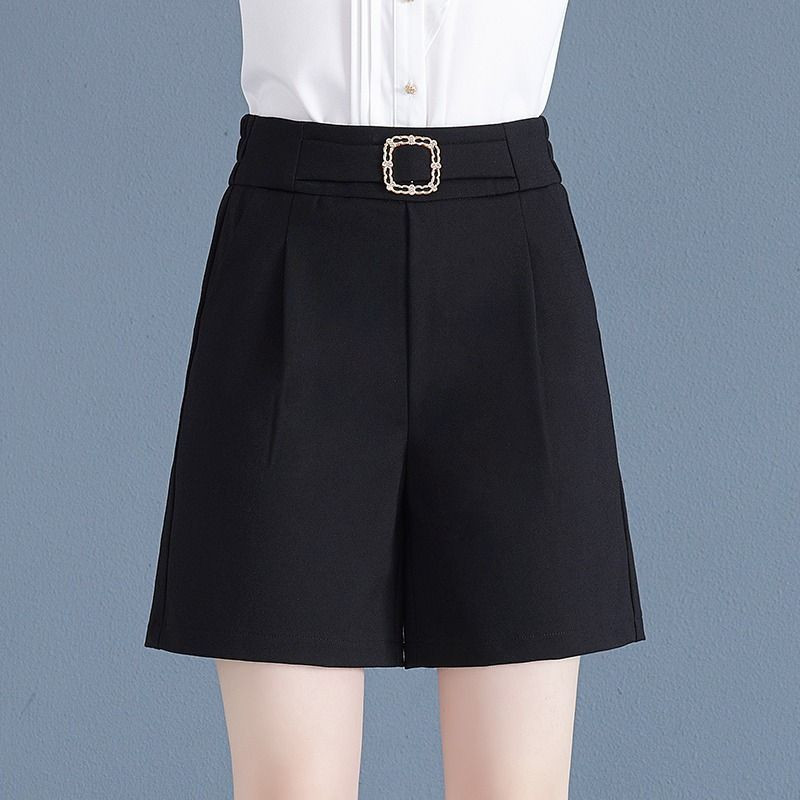 Ledinio šilko penkių taškų kostiumo šortai moterims 2024 m. vasaros naujos laisvos liekninančios laisvalaikio kelnės plačiomis kojomis