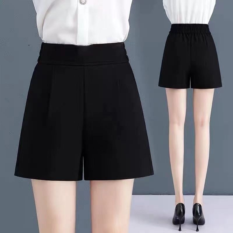 Ledinio šilko penkių taškų kostiumo šortai moterims 2024 m. vasaros naujos laisvos liekninančios laisvalaikio kelnės plačiomis kojomis