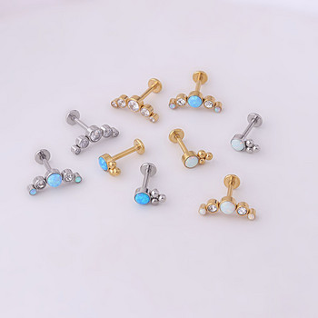 Μόδα Opal Lip Nail Stud Εσωτερική κλωστή Ear Bone Nail 16G από ανοξείδωτο ατσάλι Ευρωπαϊκά και αμερικανικά κοσμήματα εξωτερικού εμπορίου Piercing