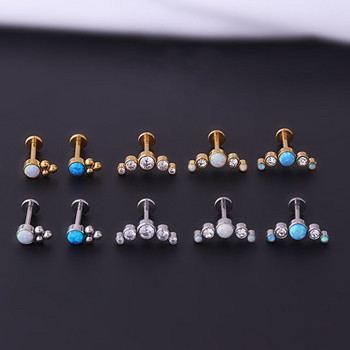 Μόδα Opal Lip Nail Stud Εσωτερική κλωστή Ear Bone Nail 16G από ανοξείδωτο ατσάλι Ευρωπαϊκά και αμερικανικά κοσμήματα εξωτερικού εμπορίου Piercing