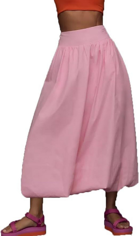 Amazon női Y2k buborékos hosszú szoknya alacsony rugalmas derékrésszel nyári temperamentum hétköznapi középhosszú fodros szoknya