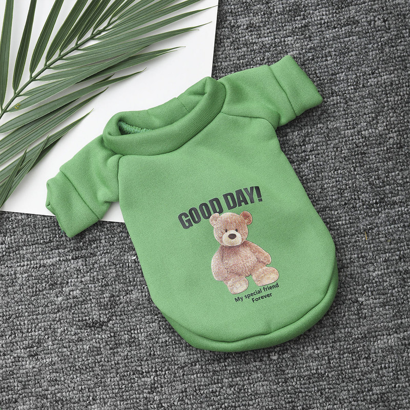 Есенен и зимен пуловер за домашни любимци, топъл стил на принцеса, супер сладки, малки и средни дрехи за котки и кучета, плюшено мече