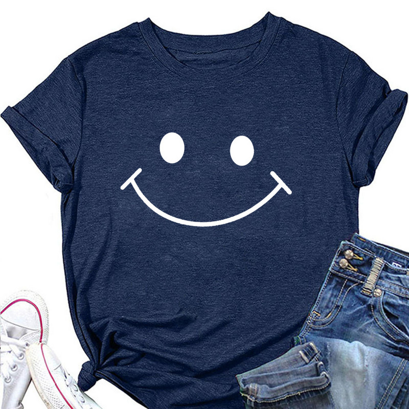 Europska i američka vanjskotrgovinska ženska modna majica s okruglim izrezom i pismom široka ženska majica kratkih rukava JP0045