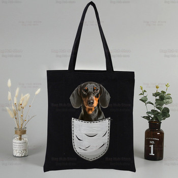 Dachshund Teckel Cute Dog Print Τσάντα ώμου Τσάντα Πτυσσόμενη Τσάντα Ανδρική Τσάντα Τσάντα αγορών