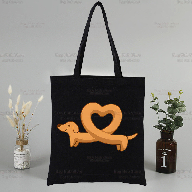 Tacskó Teckel Cute Dog Print Vászontáska Válltáska Összecsukható táska Férfi táska Bevásárlótáska