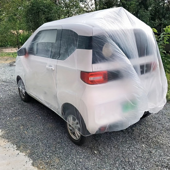 Еднократна прозрачна калъфка за автомобилно облекло Прахоустойчива дъждоустойчива прозрачна боя Прахоустойчива пластмасова полиетиленова лента Дъждоустойчива калъфка за кола