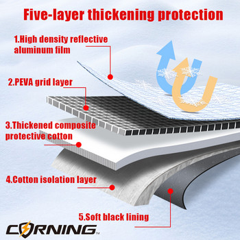 3/5-Layer Thicken Car Snow Cover Προστατευτικό κάλυμμα κουκούλα παρμπρίζ αυτοκινήτου Snowproof Anti-Frost Sunshade Protector Χειμερινά ανταλλακτικά αυτοκινήτων