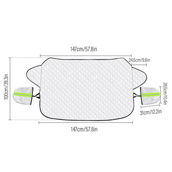 Покривало за предно стъкло за лед и сняг, за сняг, лед, UV, протектор за огледало, ветроустойчиво покритие за сенник за автомобили, общо за повечето автомобили