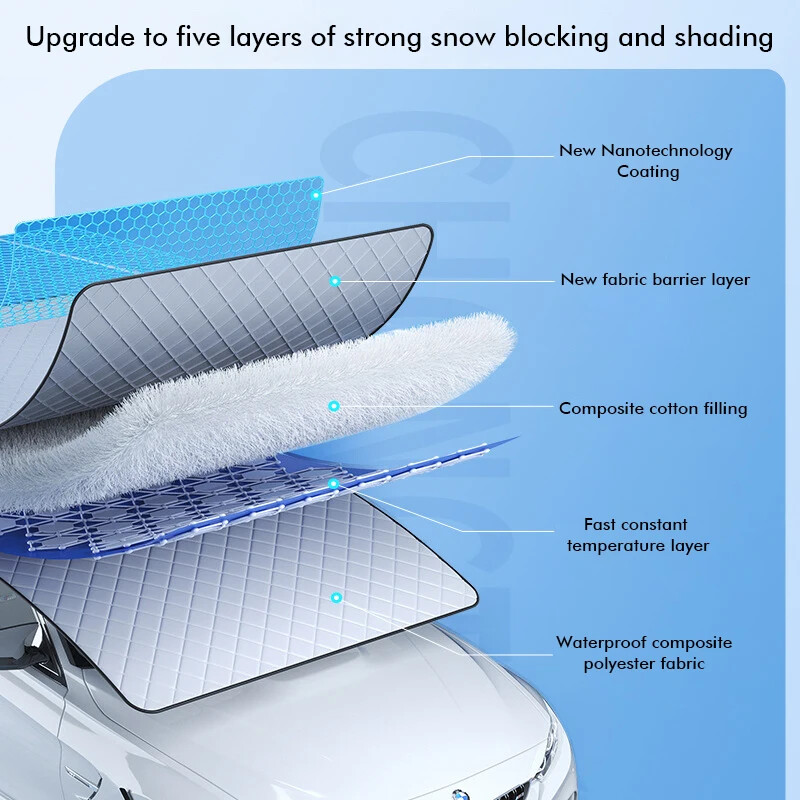 Automašīnas sniega pārsegs vējstikls saulessargs priekšējais vējstikla pārsegs āra ūdensnecaurlaidīgs automašīnas pārsegs pret ledus aizsalšanas aizsargs ārējais vāks