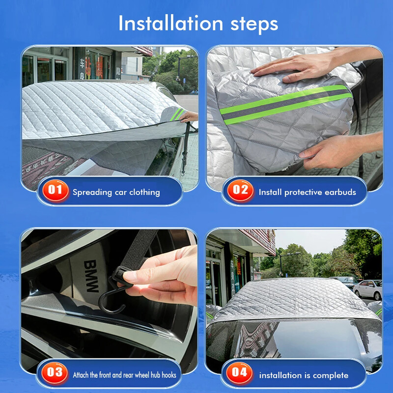 Automašīnas sniega pārsegs vējstikls saulessargs priekšējais vējstikla pārsegs āra ūdensnecaurlaidīgs automašīnas pārsegs pret ledus aizsalšanas aizsargs ārējais vāks