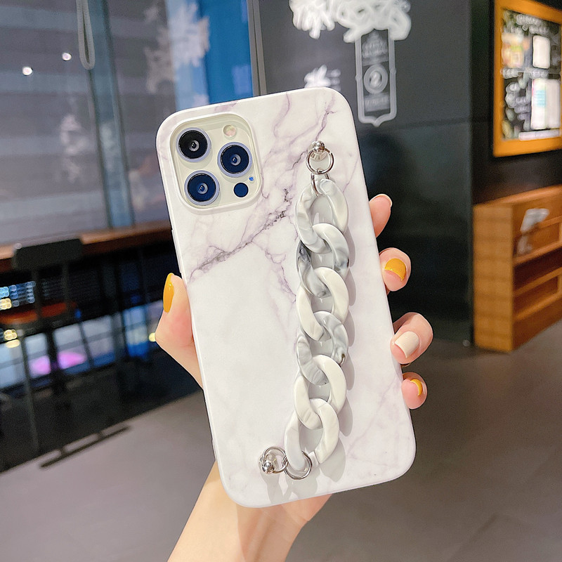 Подходящ за калъф за мобилен телефон с мраморна верига iPhone 13 Защитен калъф за китката iPhone 11 подходящ за xr/7/8plus