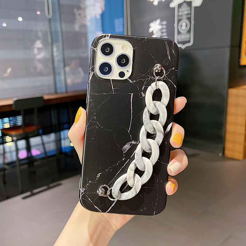 Подходящ за калъф за мобилен телефон с мраморна верига iPhone 13 Защитен калъф за китката iPhone 11 подходящ за xr/7/8plus