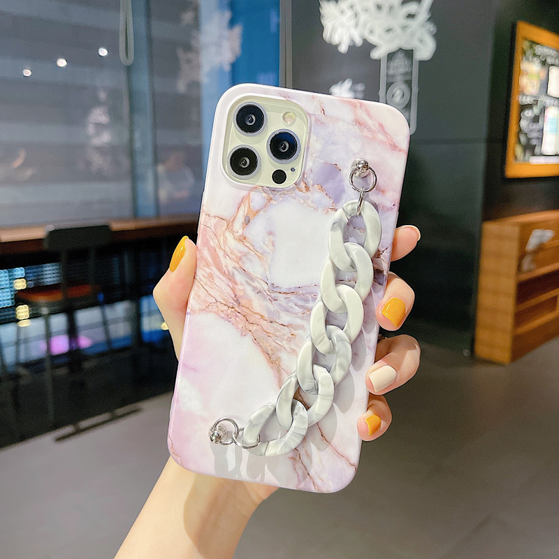 Подходящ за калъф за мобилен телефон с мраморна верига iPhone 13 Защитен калъф за китката iPhone 11 подходящ за xr/7/8plus
