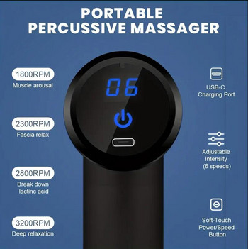 Mini Muscle Massage Gun Protable Body Massager Deep Handheld Percussion Massager for Body Back and Neck Pod