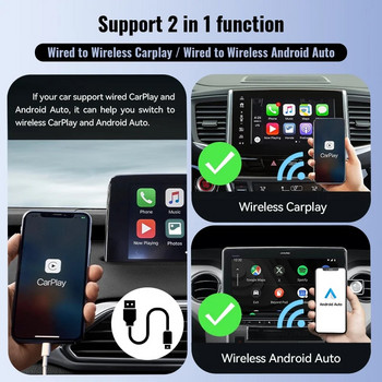 XUDA НОВ безжичен CarPlay Android Auto безжичен адаптер Smart Mini Box Plug and Play WiFi Fast Connect Universal за Nissan