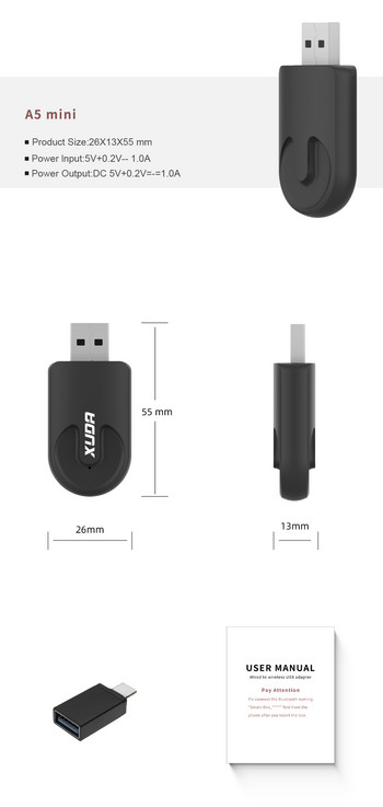 XUDA НОВ безжичен CarPlay Android Auto безжичен адаптер Smart Mini Box Plug and Play WiFi Fast Connect Universal за Nissan