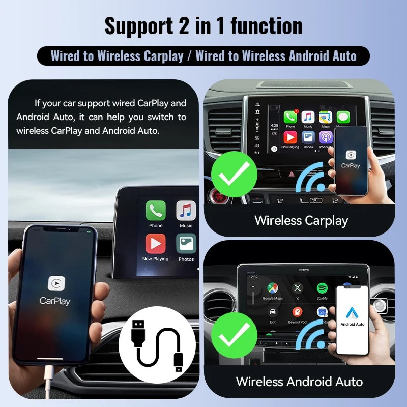 XUDA ÚJ vezeték nélküli CarPlay Android Auto vezeték nélküli adapter Smart Mini Box Plug and Play WiFi Fast Connect univerzális Nissanhoz