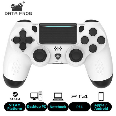 DATA FROG ar Bluetooth saderīgs spēļu kontrolieris PS4/Slim/Pro bezvadu spēļu pults datoram Dual Vibration kursorsvira IOS/Android ierīcēm