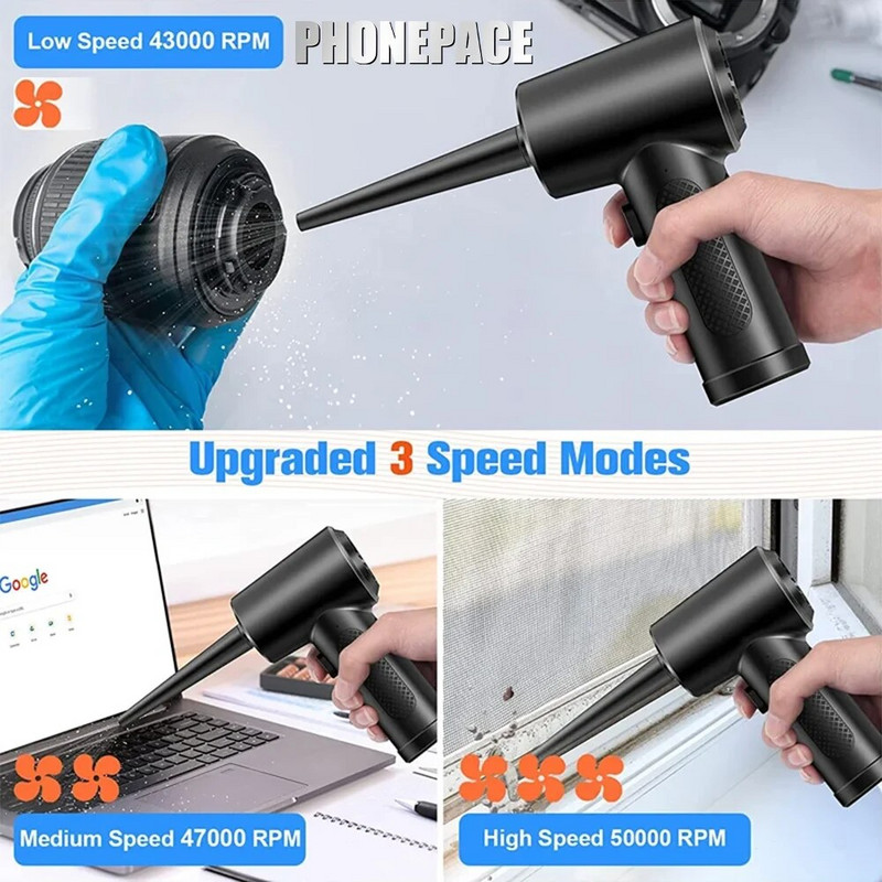 50000 p/min suruõhutolmupuhur, juhtmeta kaasaskantav laetav juhtmevaba elektriline õhuklaviatuur elektroonikapuhastaja tolmupuhur