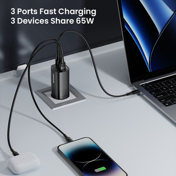 ASOMETECH GaN USB Type C Φορτιστής 65W 45W PPS PD QC4.0 Γρήγορος φορτιστής για φορητό υπολογιστή Macbook IPAD Tablet iPhone 14 Samsung S23 Ultra