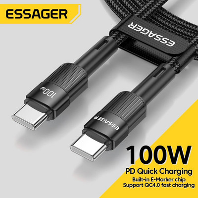 Essager 100 W C - C C típusú kábel USB C PD gyorstöltő töltő vezeték Macbookhoz Samsung Xiaomi C típusú USB C kábel